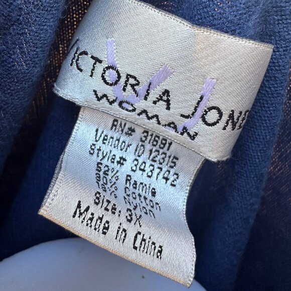 Vintage Victoria Jones BLue Pullover Embroidered Collared Woman's Sweater Size 3 - Picture 3 of 9